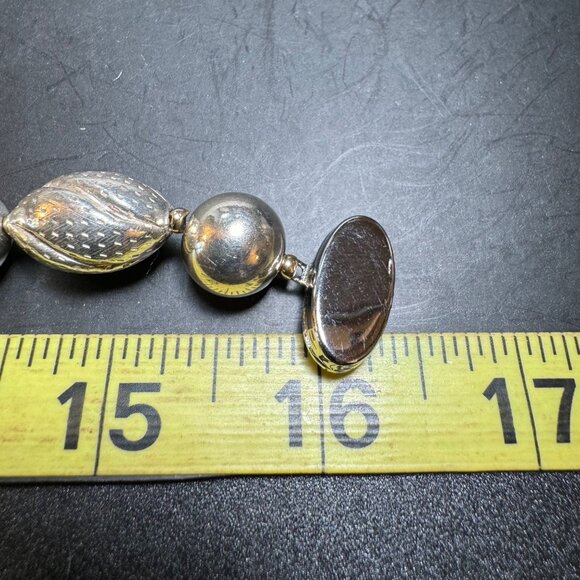 VTG Sterling Silver 925 Textured Beaded Design Necklace Size 16'' Length - Picture 6 of 8